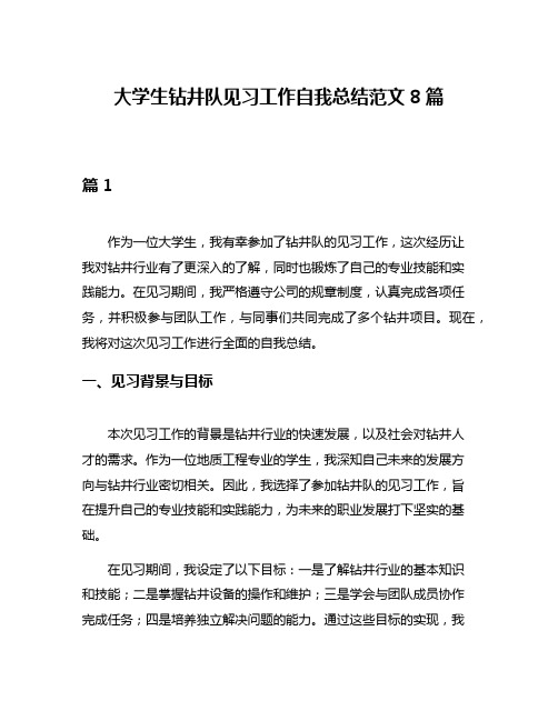 大学生钻井队见习工作自我总结范文8篇