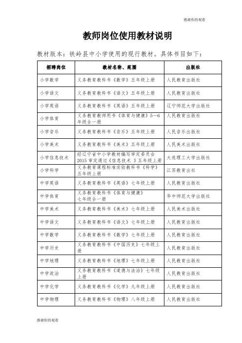 教师岗位使用教材说明 .doc