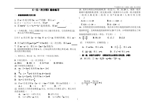 7年级数学上册(人教版)精品训练及答案—第3章一元一次方程综合练习