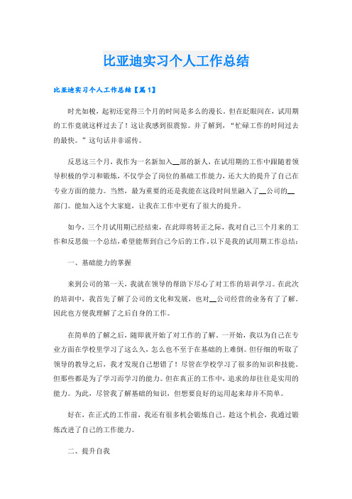 比亚迪实习个人工作总结.doc