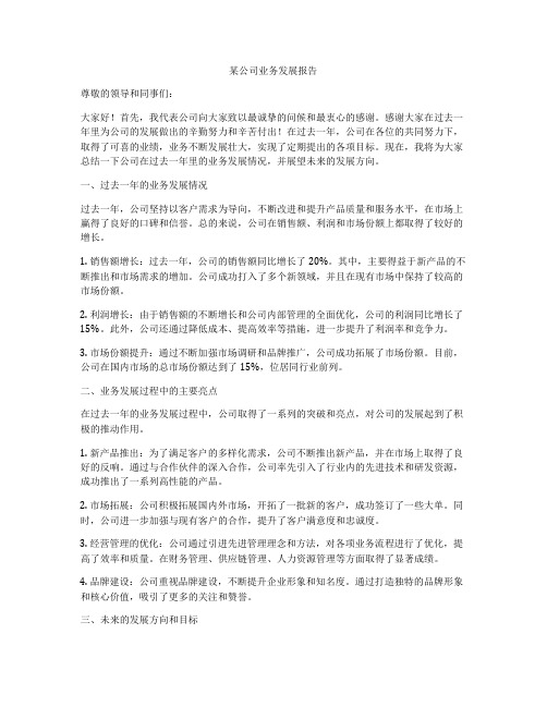 某公司业务发展报告