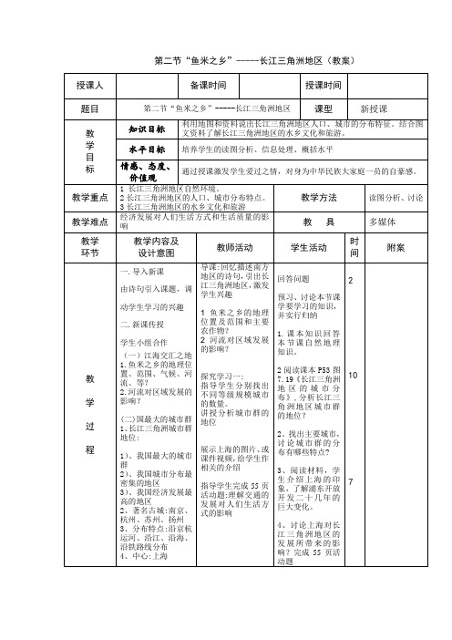 新人教版八年级地理下册《七章 南方地区  第二节 “鱼米之乡”──长江三角洲地区》教案_26