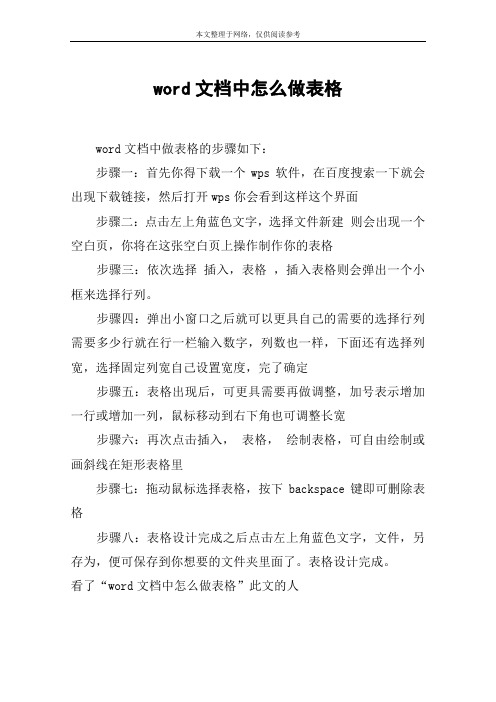 word文档中怎么做表格