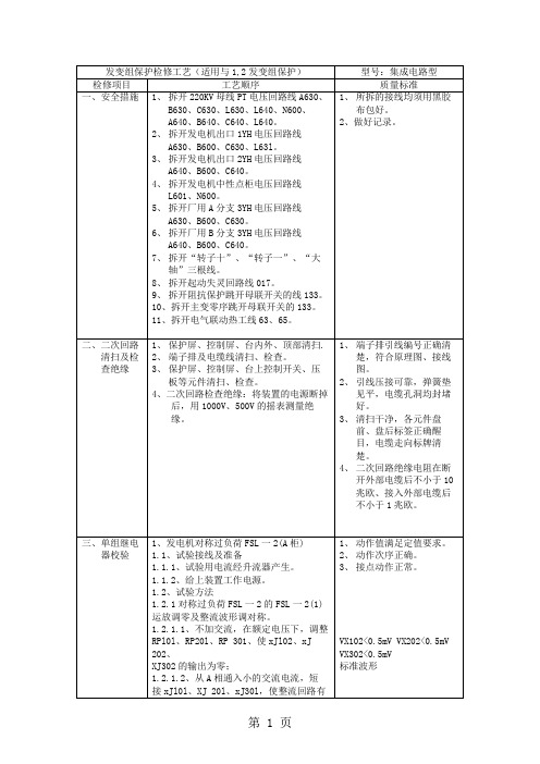 300MW火力发电机组发变组保护检修工艺word资料19页