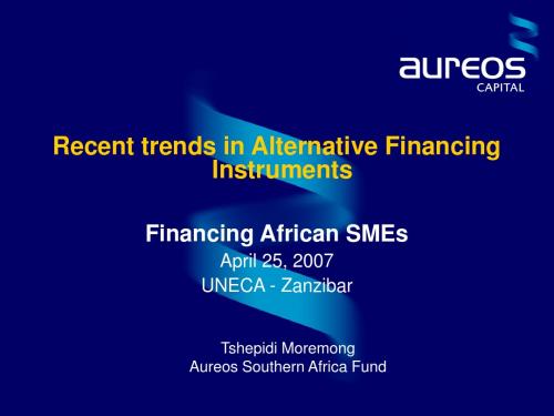 私募股权投资Recent trends in Alternative Financing Instruments