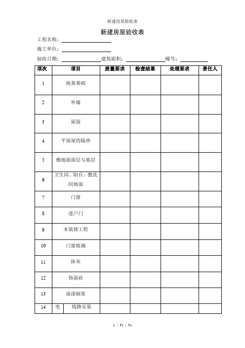 新建房屋验收表