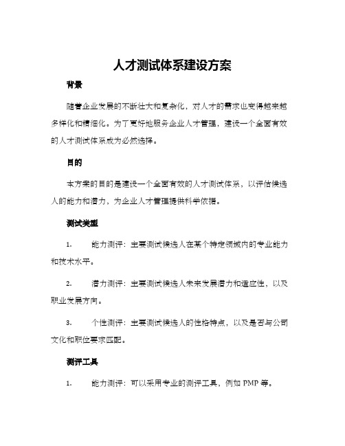 人才测试体系建设方案