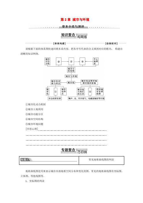 2019_2020学年高中地理第2章城市与环境章末小结与测评学案湘教版