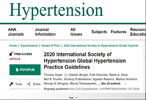 ISH2020国际高血压实践指南