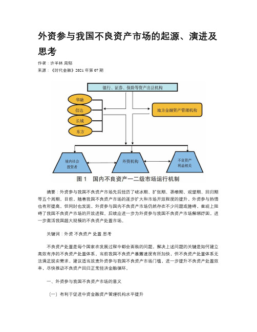 外资参与我国不良资产市场的起源、演进及思考