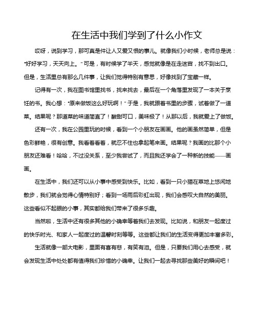 在生活中我们学到了什么小作文