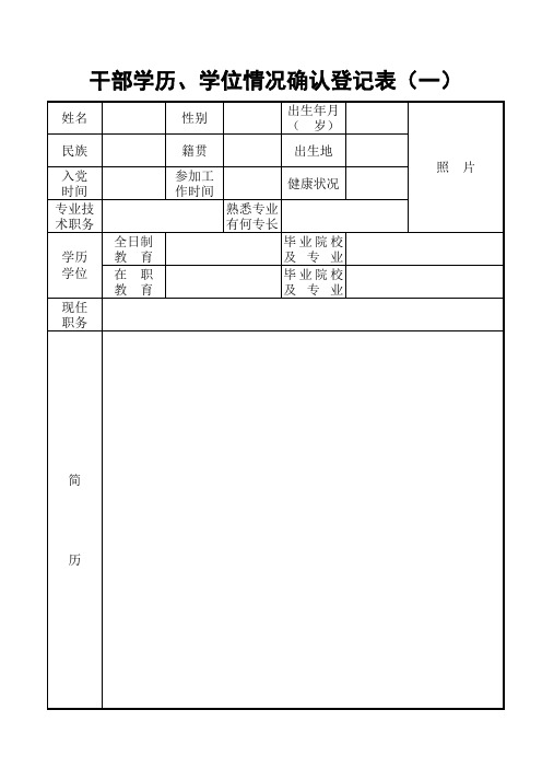 干部学历、学位情况确认登记表