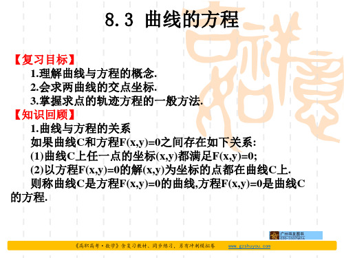 2020高职高考数学复习教材8.3 曲线的方程