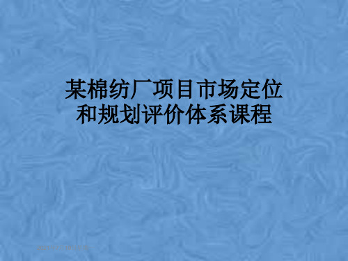 某棉纺厂项目市场定位和规划评价体系课程