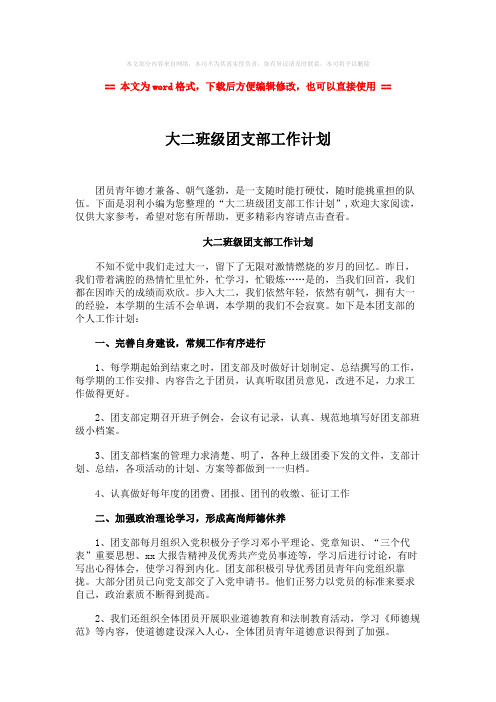 2018-大二班级团支部工作计划-范文word版 (2页)