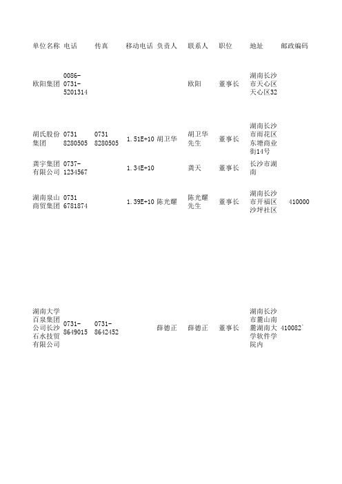 33家 长沙集团负责人