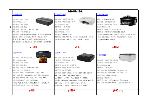 2014佳能打印机报价