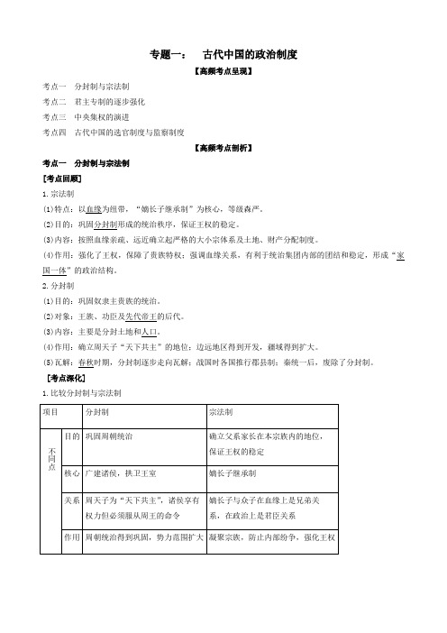 2020年高考历史二轮复习七大时政热点聚焦专题一古代中国的政治制度含解析.doc