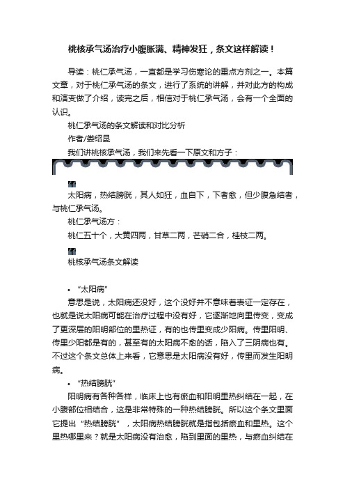 桃核承气汤治疗小腹胀满、精神发狂，条文这样解读！