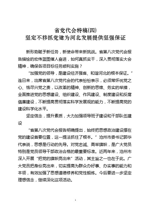 省党代会—坚定不移抓党建为河北发展提供坚强保证