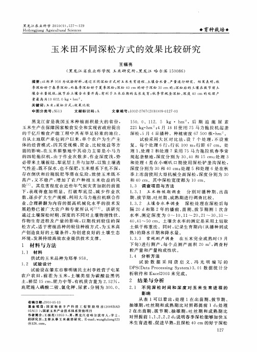 玉米田不同深松方式的效果比较研究