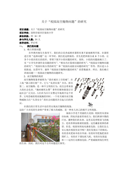 关于高空抛物的研究