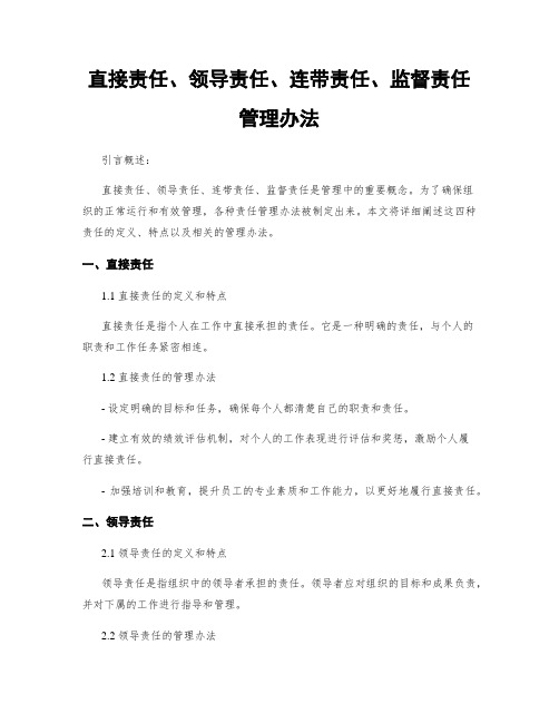 直接责任、领导责任、连带责任、监督责任管理办法