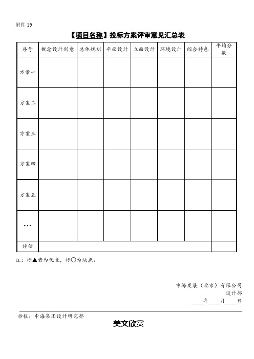 (附件19)投标方案评审意见汇总表.doc