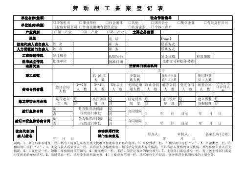 用工备案登记表