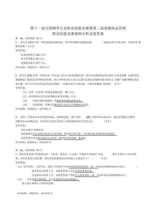 第十一届全国烟草行业职业技能竞赛暨第二届卷烟商品营销-职业技能竞赛案例分析试卷答案讲课稿