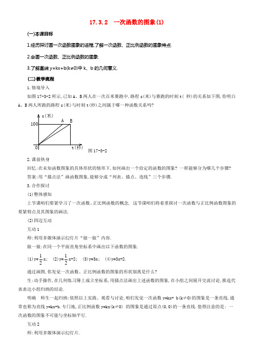 2017春八年级数学下册17_3_2一次函数的图象1教案新版华东师大版