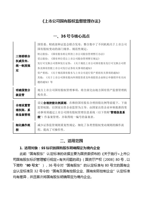 上市公司国有股权监督管理办法-36号令解读-提炼