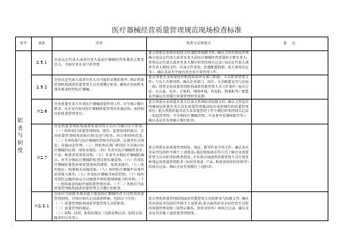 医疗器械经营质量管理规范现场检查标准