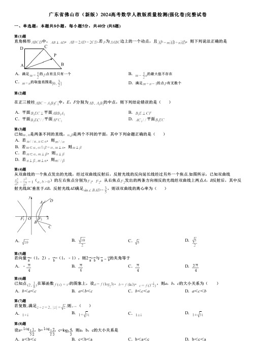 广东省佛山市(新版)2024高考数学人教版质量检测(强化卷)完整试卷