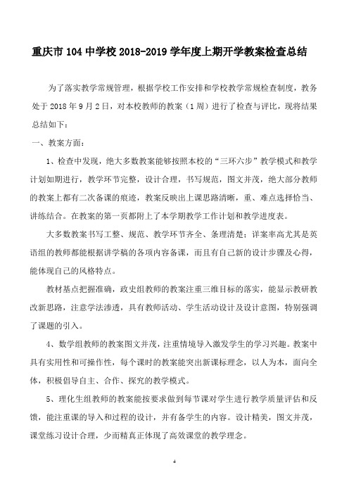 中学作业教案检查总结
