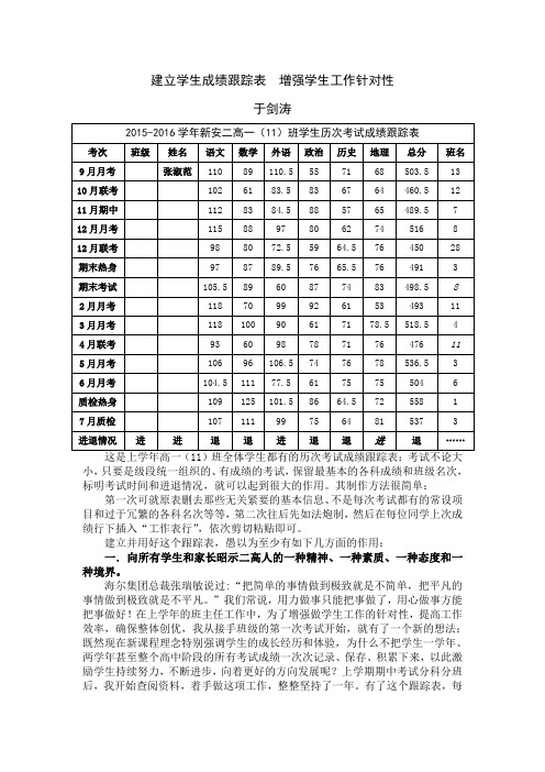 建立学生成绩跟踪表