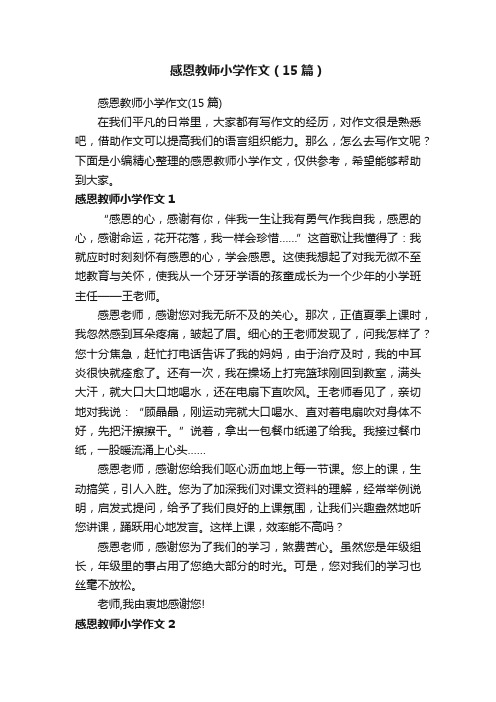 感恩教师小学作文（15篇）