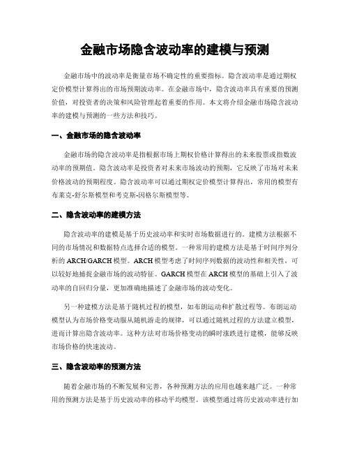 金融市场隐含波动率的建模与预测