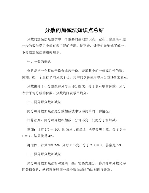 分数的加减法知识点总结