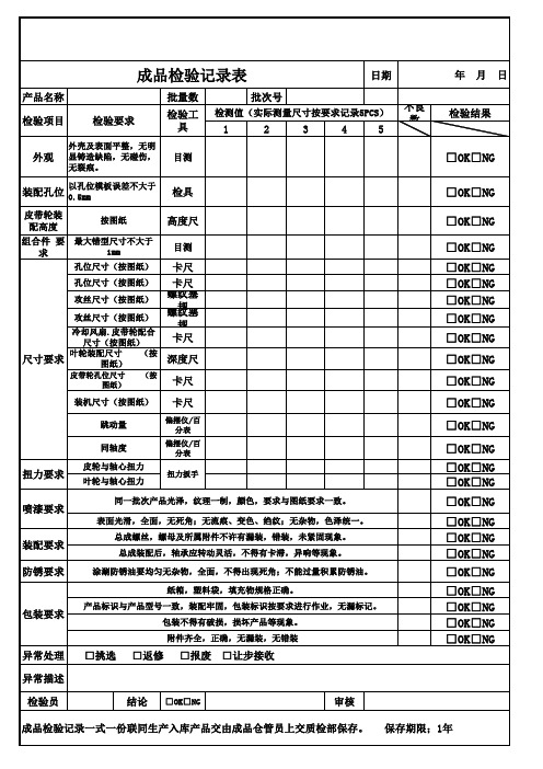 检验记录表