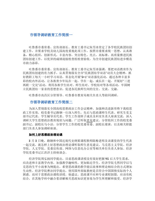市领导调研教育工作简报