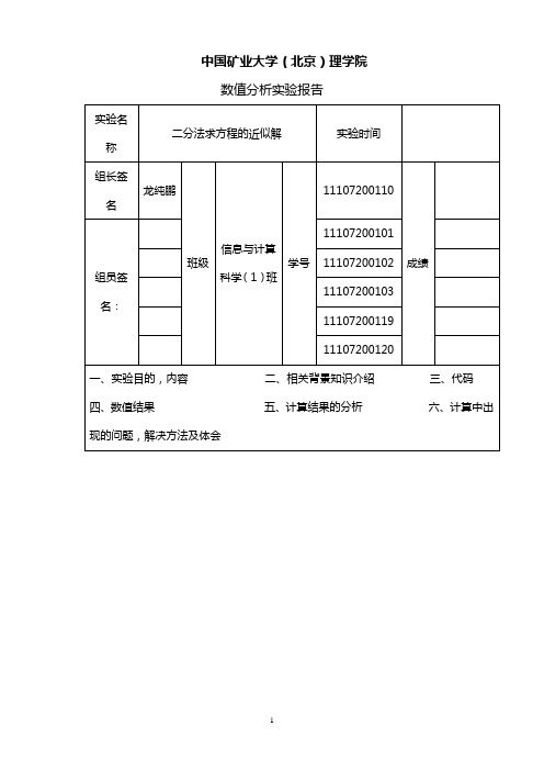 二分法上机实验报告 2