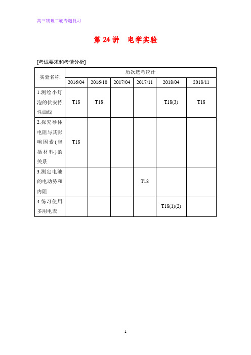 高三物理二轮专题复习第24讲 电学实验