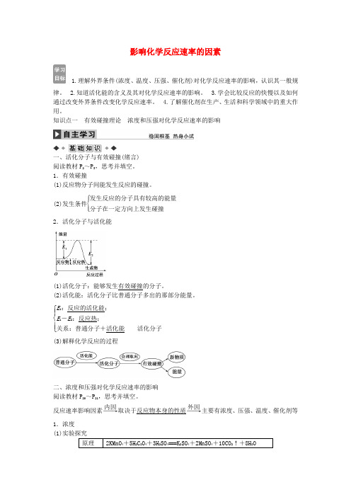 高中化学 第二章 第二节 影响化学反应速率的因素学案 新人教版