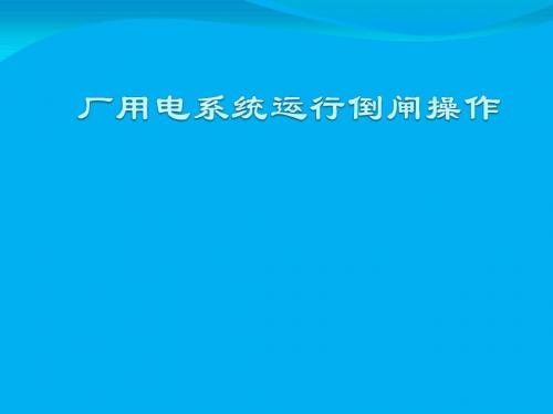 12 厂用电系统运行倒闸操作