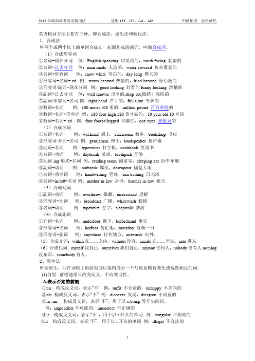 (完整版)高中英语构词法