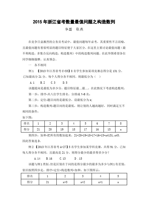 2015年浙江省考数量最值问题之构造数列