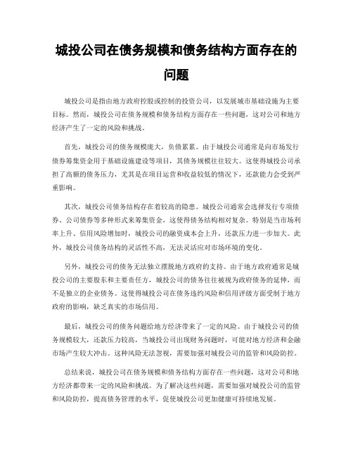 城投公司在债务规模和债务结构方面存在的问题