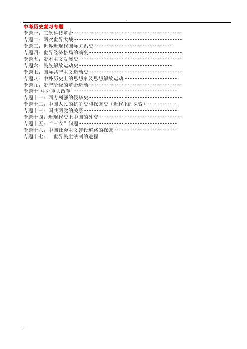 九年级历史中考复习专题(包括7个专题)人教版