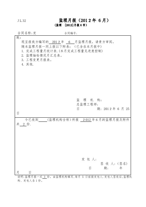 水利监理月报【范本模板】